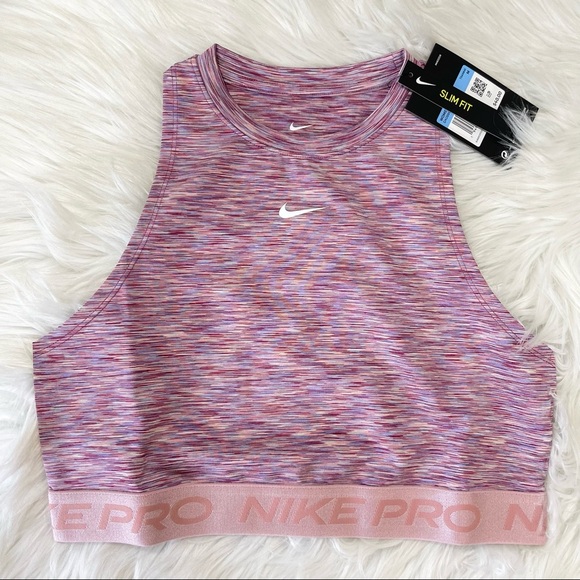 NIKE Pro Spacedye Tank Top Sports Bra in Pink Glaze - Picture 1 of 11